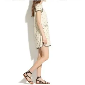 knee length dresses for ladies Nicole Miller Cream Floral 100% Linen Sleeveless Shift Dress main image 0